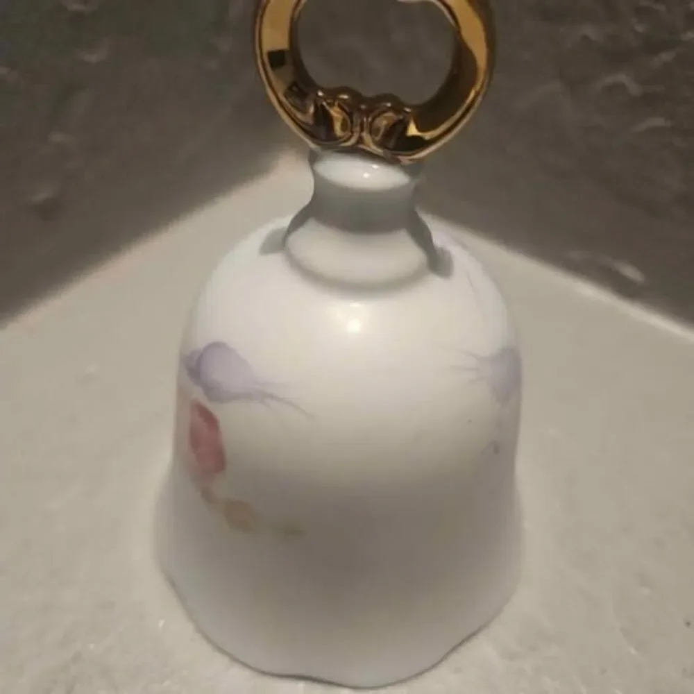 Ceramic Bell Danbury Mint Bell Hand Painted Roses Collectible Bell
